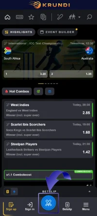 Krundi App Tournament View